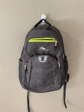 High Sierra Gray Backpack with Neon Yellow Accents